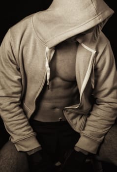 handsome strong man with the jacket