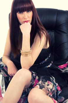 beautiful brunette woman. fashion shot