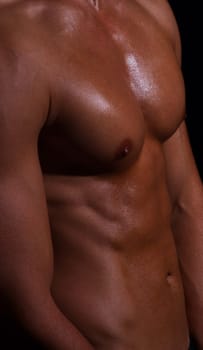 shape of sporty male body on dark