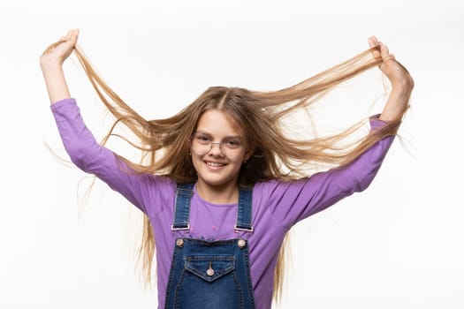 Portrait of a Girl with Strongly Tangled Hair