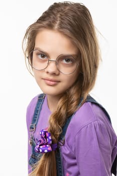 Portrait of a beautiful girl of eleven years of Slavic appearance