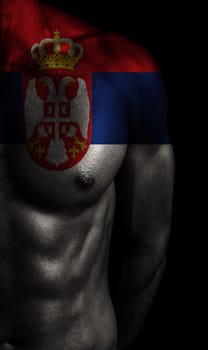 Serbia flag painted on body