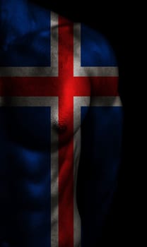 Iceland flag painted on body