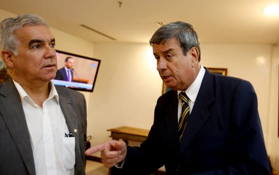 salvador, bahia / brazil - may 20, 2019: Couber Martins, mayor of Feira de Santana and Ze Neto, state deputy, are seen in the city of Salvador.