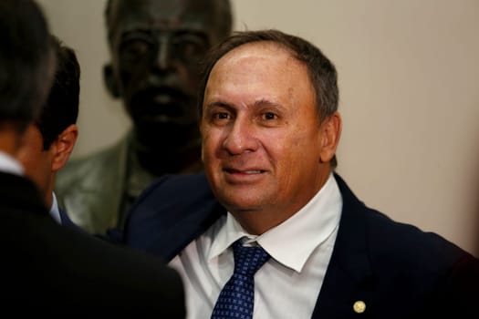 salvador, bahia / brazil - june 7, 2018: Joao Gualberto, Federal Deputy (PSDB), seen during an event in the city of Salvador.....