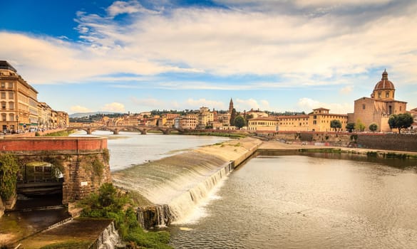 Spillway on the Arno River in Florence, Italy
