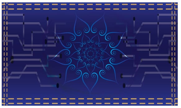abstract design on electronic circuit with gold borders