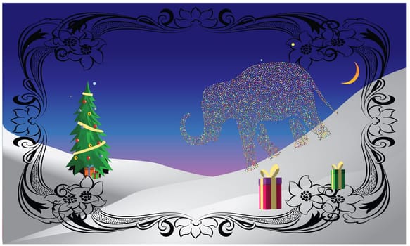 elephant is celebrate Christmas in this winter