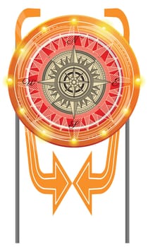 a direction compass on swing rods with arrow
