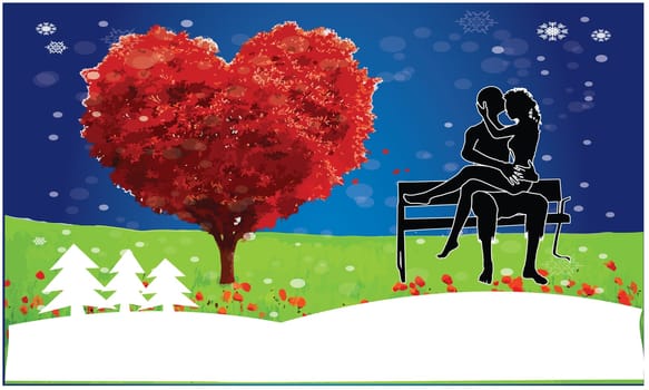 Boy is kissing a girl in garden