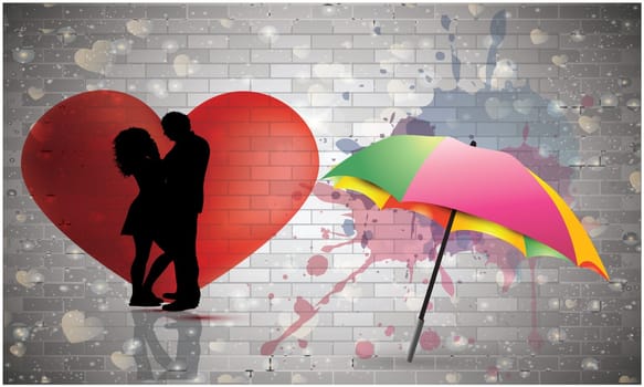 couple is loving and umbrella besides