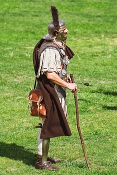 Alba Iulia, Romania - May 04, 2019: Centurion of Legio XIII Gemina during the Festival Roman Apulum "Revolta""."