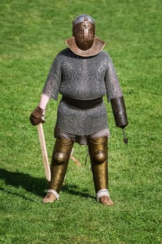 Alba Iulia, Romania - May 04, 2019: Gladiator of the Roman Empire Posing During the Festival Roman Apulum "Revolta""."