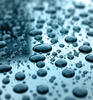 steel background with rain drops.shallow DOF