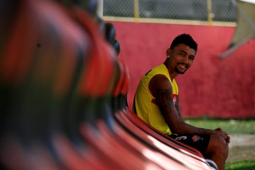 salvador, bahia / brazil - january 20, 2017: Kieza, forward of Esporte Clube Vitório is seen at the Manuel Barradas Training Center in the city of Salvador.