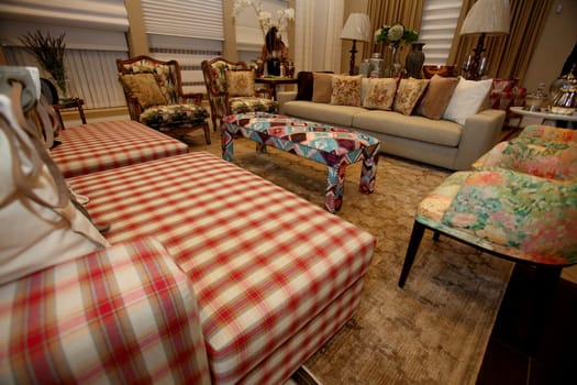 salvador, bahia / brazil - january 18, 2017: room decorated with carpet, sofa and armchair in a deco store in the city of Salvador.