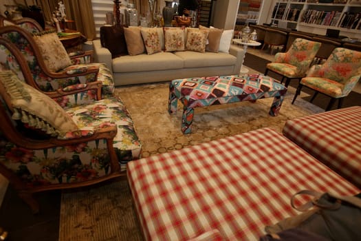 salvador, bahia / brazil - january 18, 2017: room decorated with carpet, sofa and armchair in a deco store in the city of Salvador.
