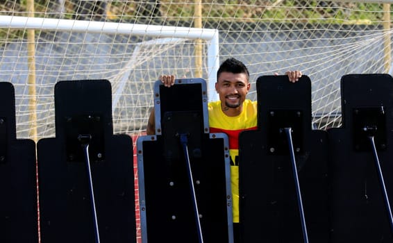 salvador, bahia / brazil - january 20, 2017: Kieza, forward of Esporte Clube Vitório is seen at the Manuel Barradas Training Center in the city of Salvador.
