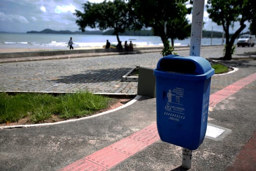 salvador, bahia / brazil - june 6, 2018: Dumpster provided by the city of Salvador is seen close to Santome beach.