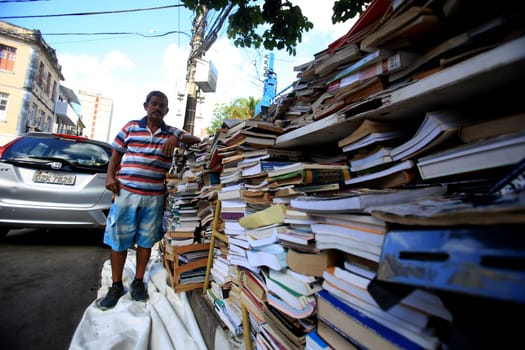 salvador, bahia / brazil - march 19, 2018: Used bookstand is seen in the neighborhood of Barris in the city of Salvador.