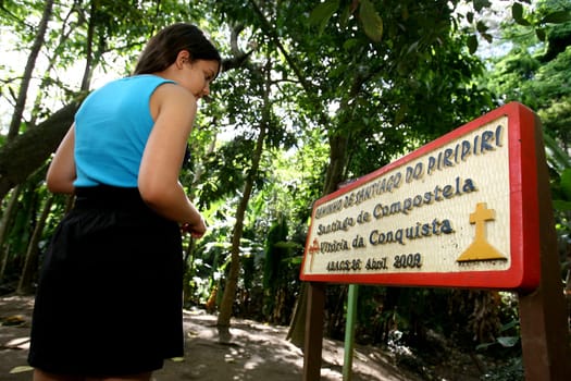 vitoria da conquist, bahia / brazil - october 28, 2011: people are seen in the Poco Escuro Forest Reserve in the city of Vitoria da Conquista.