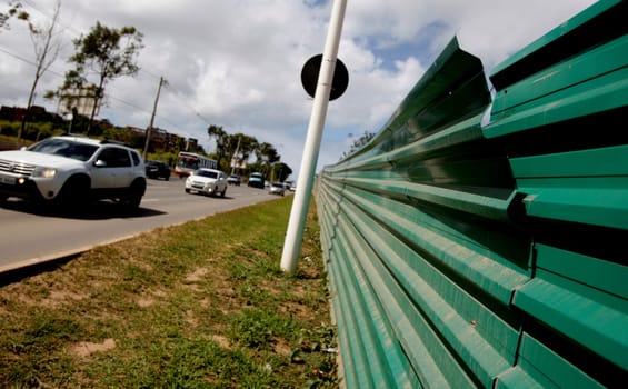 salvador, bahia / brazil - july 29, 2016: metal alloy used with protective siding on Avenida Luiz Viana on a construction site for line 2 of the metro in the city of Salvador.