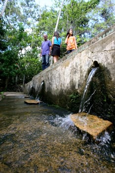 vitoria da conquist, bahia / brazil - october 28, 2011: people are seen in the Poco Escuro Forest Reserve in the city of Vitoria da Conquista.