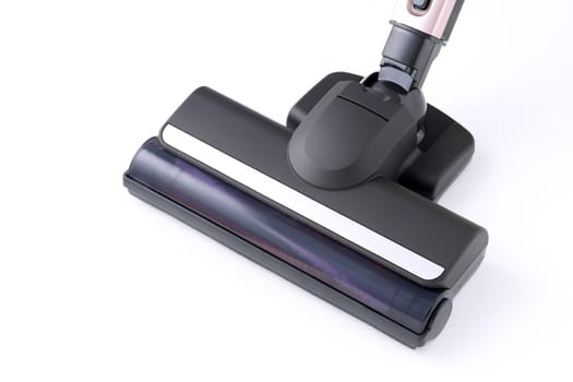 Head of modern vacuum cleaner on white background. Close up.