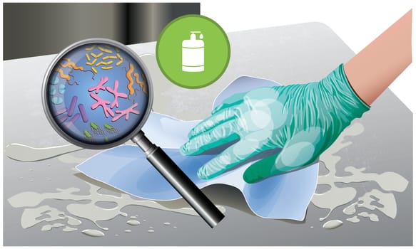 liquid soap use to clean the surface from germs