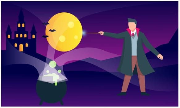 man with magic in night view