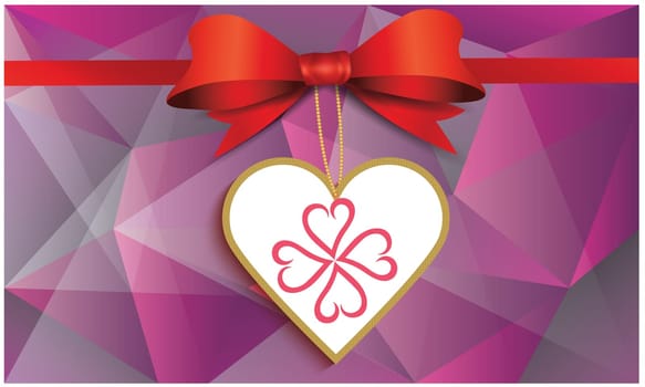 heart with ribbon on abstract background