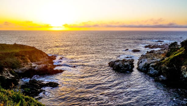Sunset over Pacific Ocen at Big Sur California
