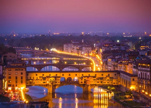 Panoramic view over the city of Florence from Michelangelo Square called Piazzale Michelangelo - Tuscany, Italy