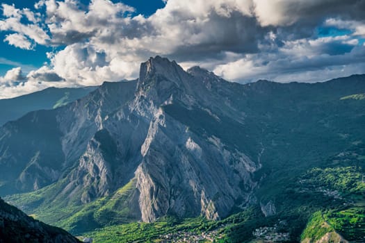 a view of valley de la Maurienne, french Alps mountains