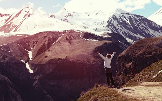 Girl outdoors in the georgian mountains