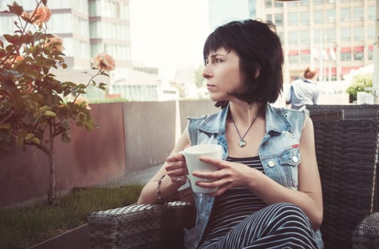 Beautiful woman in caffee