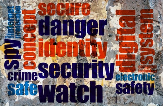 Web crime word cloud grunge concept