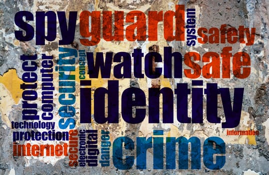 Web crime word cloud grunge concept