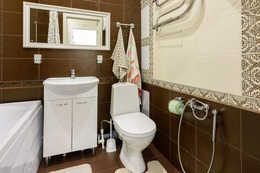 The interior of a small bathroom in a classic style