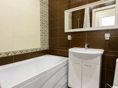 A fragment of the interior of a hotel room in the bathroom