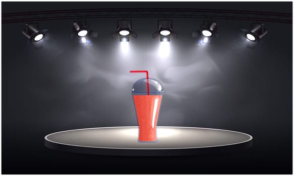 mock up illustration of juice glass on light stages