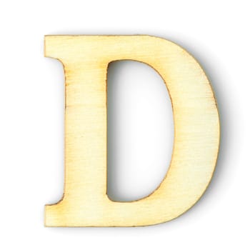 Wooden Alphabet study english letter with drop shadow on white background ,D