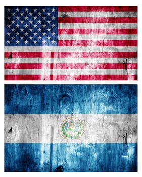 Two flags wooden textured. Relations