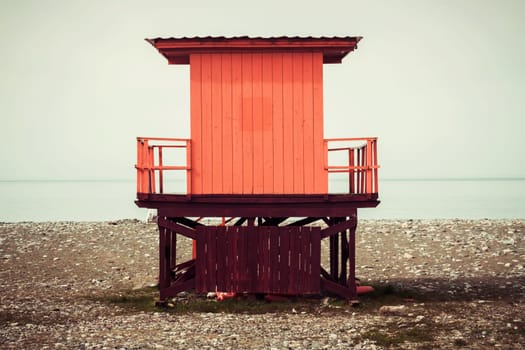 Life savers box in the beach at evening