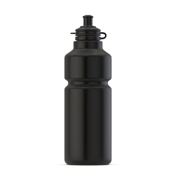 Black sport water bottle 3D render illustration isolated on white background