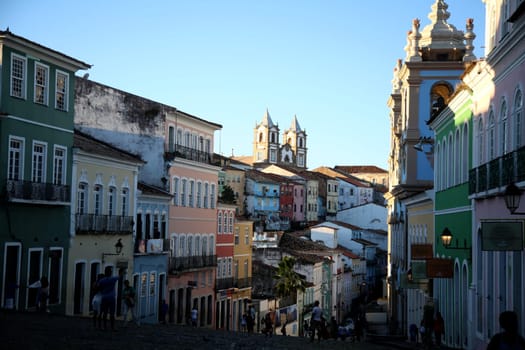 salvador, bahia / brazil - september 9, 2018: view of houses and churches in Pelourinho, historic center of the city of Salvador.