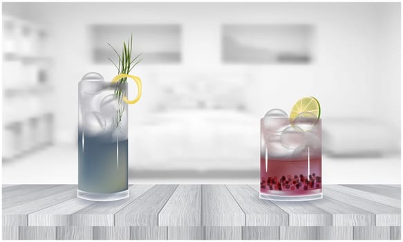 chilled drinks glass on the table in the room