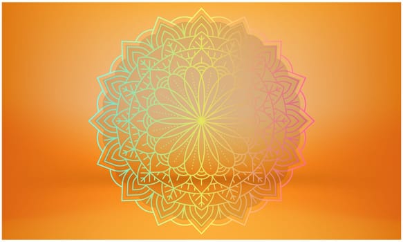 ornamental round lace pattern on abstract gold background