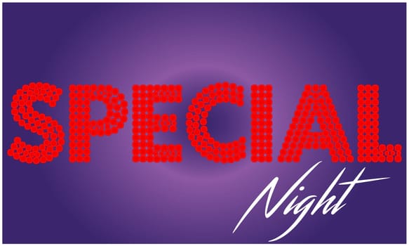 collection of dots in special night text on abstract dark background