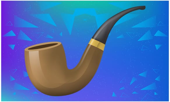 wooden tobacco pipe on abstract background
